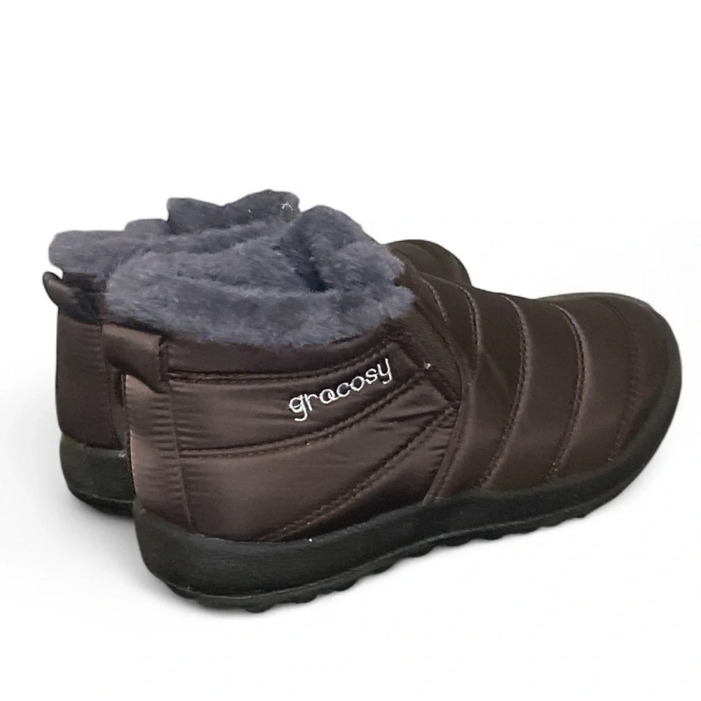 GRACOSY Warm Snow Ankle Boots Women's Size US 6 (China 37) Deep Brown WinterNWOT